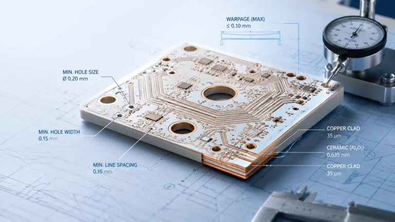 Ceramic PCB Design Rules for Minimum Hole Size, LineSpace, Copper Thickness, and Warpage Control