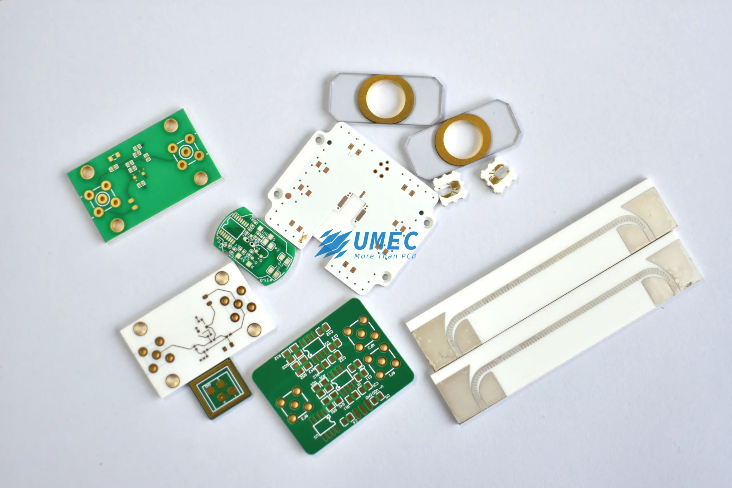 Ceramic PCB substrate with copper pads and drilled holes for alumina or aluminum nitride PCB applications