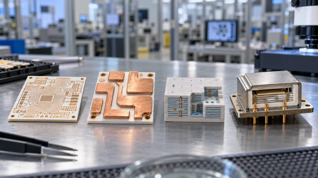DPC DBC LTCC and HTCC ceramic PCB manufacturing process comparison
